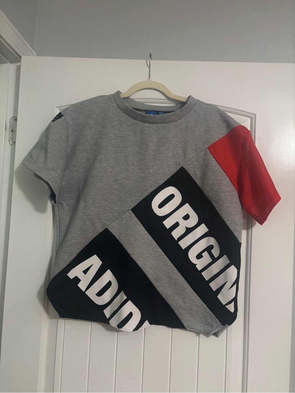 adidas Grey, Black & Red Colorblock Short Sleeve Tee